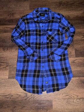 Rails Royal Blue & Black Plaid Button-Down Long Shirt
